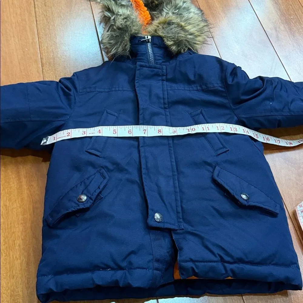 Polo by Ralph Lauren Navy Removable Fur White Duck Down Puffer Jacket Size 3T‎